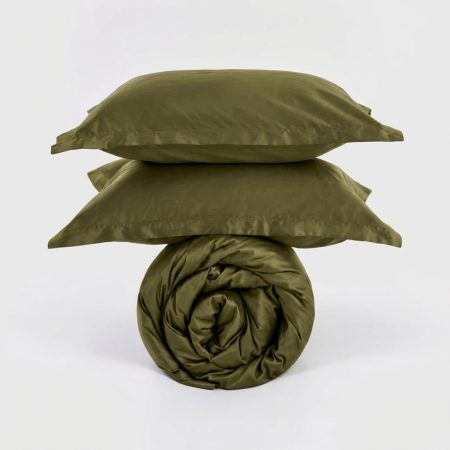 lenjerie de pat saten tc300 moss