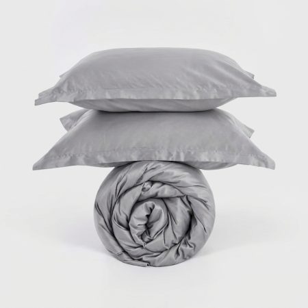 lenjerie de pat saten tc300 gri