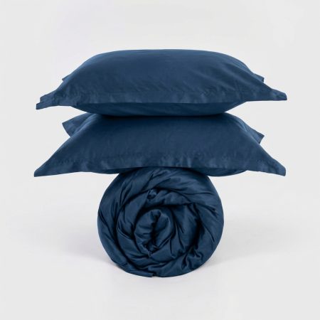 lenjerie de pat saten tc300 indigo