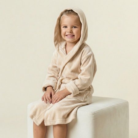 halat de baie copii beige